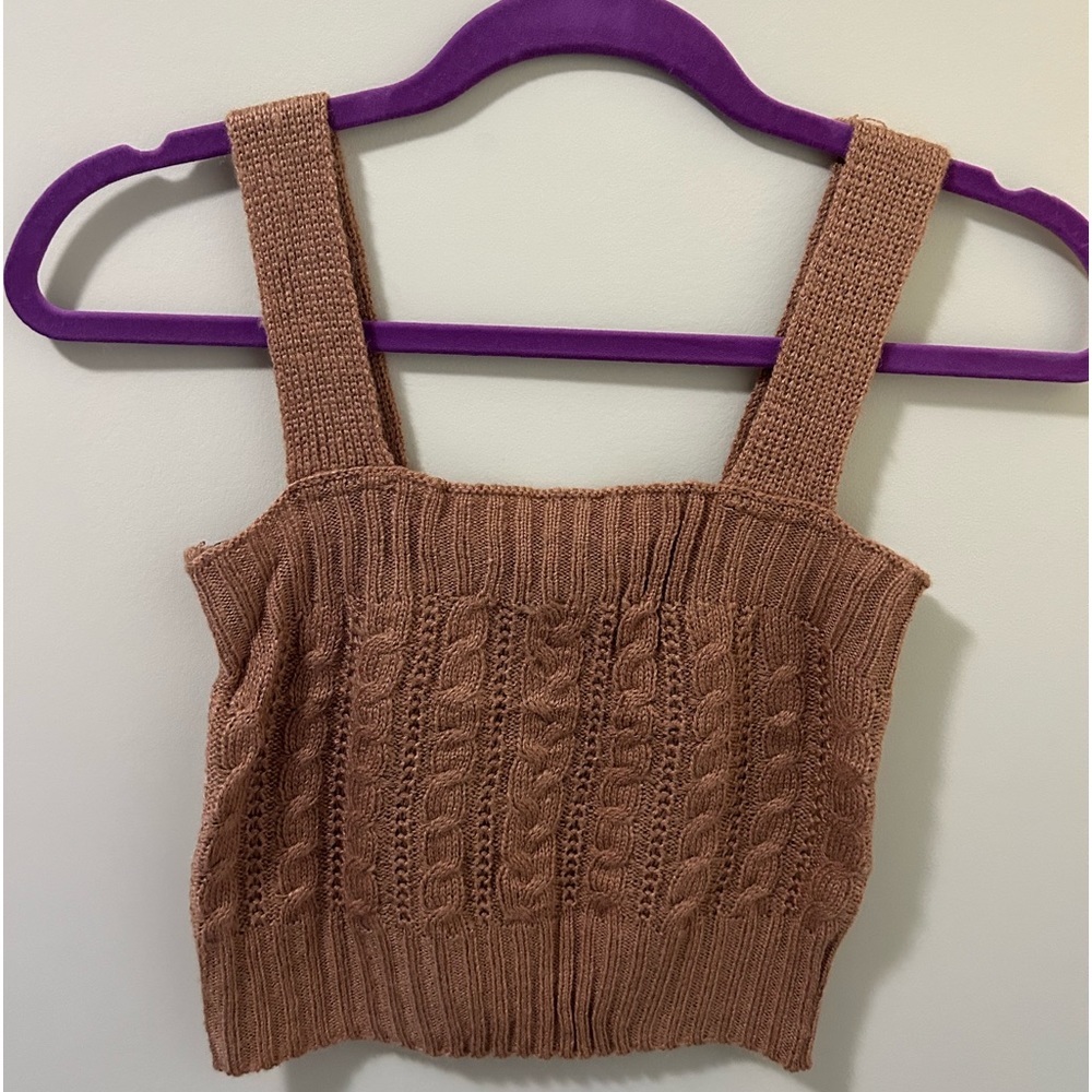 Brown Knitted Crop Top